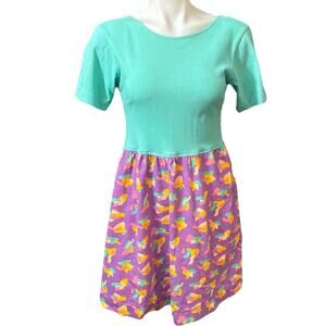 Mokuyobi Baby Doll Dress Green Purple Size M